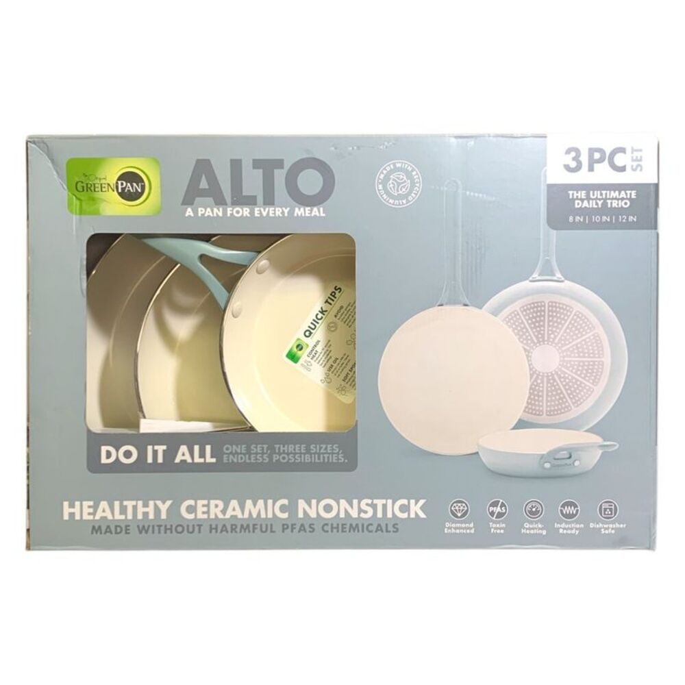 GreenPan Alto 8", 10" & 12" Ceramic Nonstick Fry Pan Set, 3-Pack